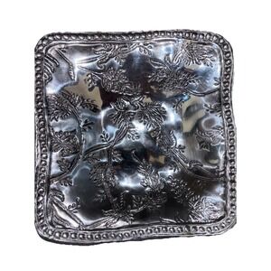 Beatriz Ball 6473 Antik Leyla Small Square Bowl with Pearls Aluminum Floral Deco